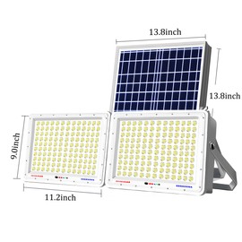 DuBom 100W-500W One for Two 6000K Solar High Bright Flood Light Outdoor Remote, IP67 Waterproof Solar Power Auto On/Off, Wide Range, Dusk to Dawn Yard, Gazebo, Shed, Barn, Porch, Patio, Garage (400W)