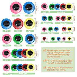TOAOB 100pcs Wiggle Googly Eyes Self Adhesive for Craft Sticker Eyes 6mm to 35mm Assorted Colors Round Plastic Crafts Eyes for DIY Arts Crafts Scrapbooking