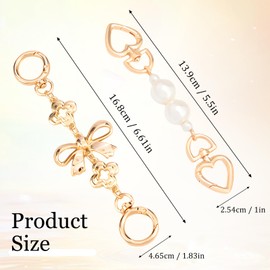 2 Pcs Gold Bow Bag Extender Chain, Bow Pattern Purse Strap Replacement,Wallet Extender Chain Decoration for Handbags Purse Making Supplies