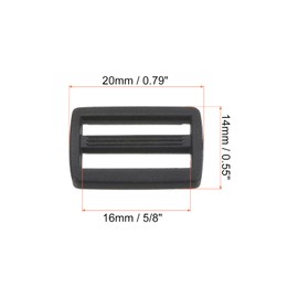 PATIKIL 5/8 Pulgadas Triple Deslizamiento Hebillas, 100 Paquetes Correas Cierre para Mochila Bolsa Cinturón, Negro