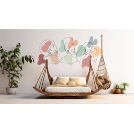 Wall Stickers Line Art Women Faces - Abstract Wall Decals Peel and Stick for Living Room, Bedroom, Salon - Modern Minimalist Wall Stickers Decor 110LU