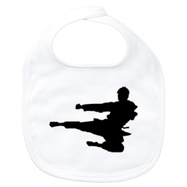Huuraa Baby Lätzchen Karate Silhouette Geschenk White Bio Baumwolle Karate Präsent