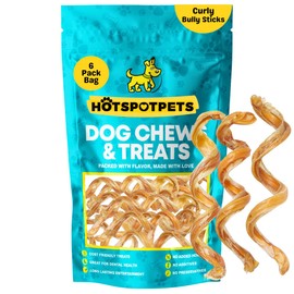 hotspot pets Spring Bully Sticks for Dogs - Premium All Natural Long Twisted Beef Pizzle Dog Chew Treats - Grain Free Fully Digestible Rawhide Alternative - 6 Inch Stix