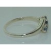 Solid English Sterling Silver Ring, Natural Blue Sapphire Trilogy Ring