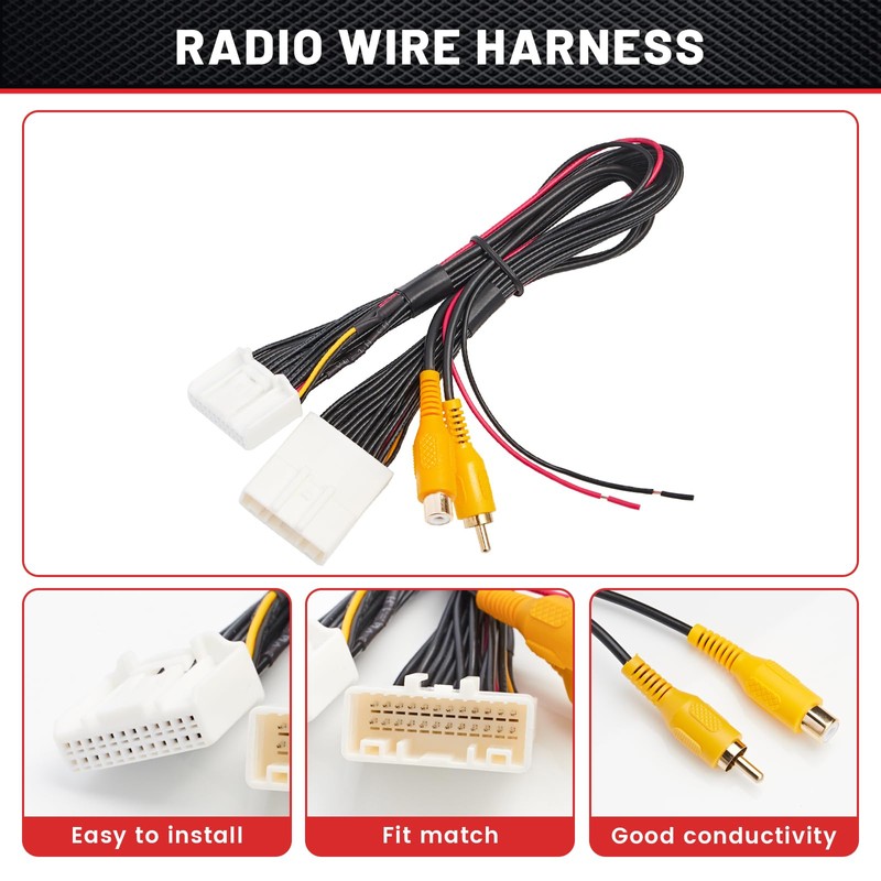 RED WOLF 24 PINS Backup Camera T-Harness for 2014-2019 Toyota