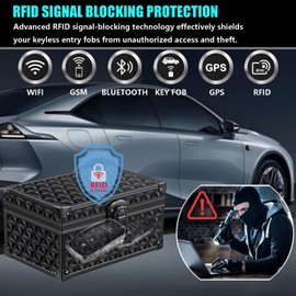 MAZACOO Faraday Car Key Box - Keyless Go Anti-Theft RFID Signal Blocker Against Relay Attacks (3D Black)