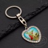 Archangel St Michael Keychain - Heart-Shaped Pendant with Inlaid Rhinestones