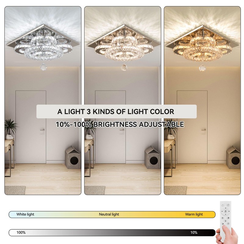 Modern Crystal Chandelier Five Rings LED Crystal Ceiling Light Flush