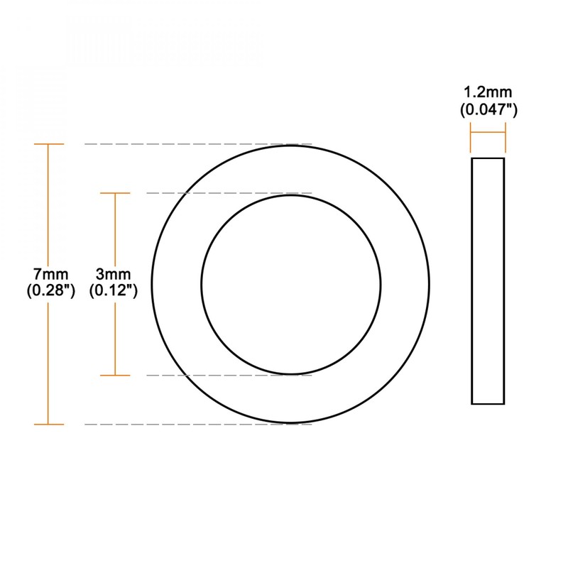 uxcell Rubber Flat Washers 7mm OD 3mm ID 1.2mm Thickness