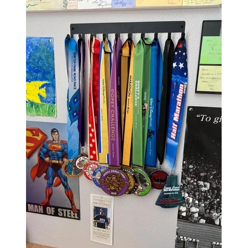 Plain Black Sports Medal Hanger Display - 14.5 inches with