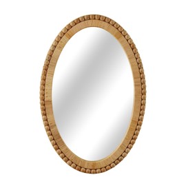 Synovana Rattan Wall Mirror - Boho Decorative Handmade Wicker Mirror Farmhouse Mirrors for Bathroom Entryway Nursery Decor, 20" x 30", Oval