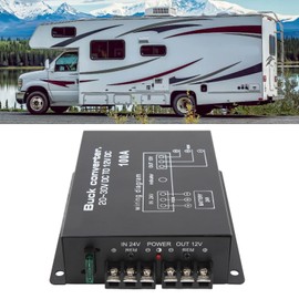 Black Car Power Converter, 100A DC Converter High Strength Over Temperature Protection DC 24V to 12V Converter for Car Refrigerators