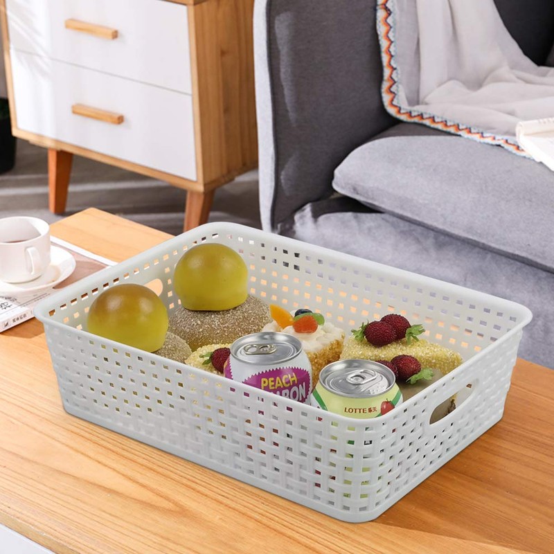 Xowine White Plastic Storage Baskets, Paper Storage Basket, Set of