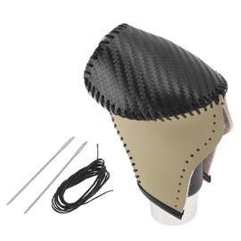 Motoforti Anti-Slip Gear Shift Knob Cover Car Stick Shifting Handle Protector for Kia Sportage Beige Faux Leather