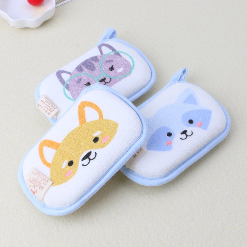 LANCHEN Newborn Baby Bath Brushes Baby Shower Sponge Cotton Rubbing