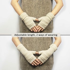 Dahlia Fingerless Gloves for Women - Knitted Sythetic Wool, Hand Warmers, Black