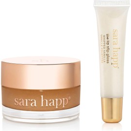 Sara Happ Duo de tratamiento Hot Cocoa Kisses, exfoliante y brillo de labios, set exfoliante unisex, 2 unidades, cuidado y acondicionamiento de labios, para labios