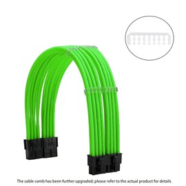 FormulaMod Sleeve Extension Power Supply Cable Kit 18AWG ATX 24P+ EPS 8-P+PCI-E8-P with Combs for PSU to Motherboard/GPU (Green)