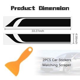 2PCS Racing Stripes Car Hood Decal with Scraper,Stylish Hood Decals for Cars Decorates Hoods Cover and Scratch Protection,Universal Vinyl Car Decals for Cars Modifications (Black)