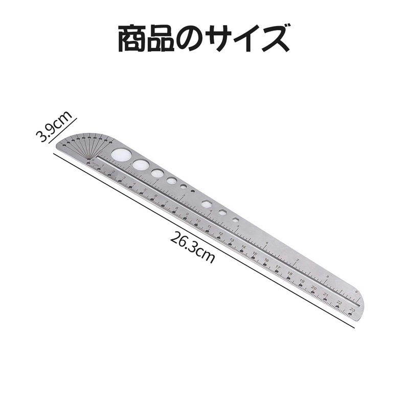 RICISUNG Circular Ruler, Metal Ruler, Multi-functional Ruler, Straight Ruler, Angle