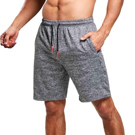 JustSun Men's Sports Shorts with Zip Lightweight Stretch Fabric, Black / Grey, l