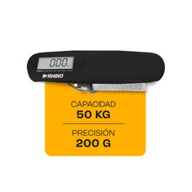 Rhino BAMA-50 Báscula Electrónica para Maletas 50 kg / 50 g. Tu aliada perfecta para tus viajes, con un diseño compacto y ligero de tan solo 113 g de peso. Mantiene el resultado estable de tu lectura.