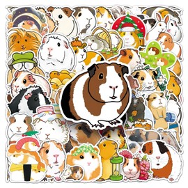 Guinea Pig Stickers for Water Bottle,50 PCS Cavy Animal Cute Style Stickers Pack for Bicycle Suitcase Laptop Phone Luggage Guitar,Waterproof Aesthetic Vinyl Stickers for Teens Party Favors