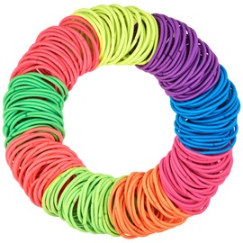 Expressions 216-Piece Hair Elastics Value Pack - 4mm Neon Ponytail Holders for Women, Durable No Metal Bands for Thick, Curly, and All Hair Types