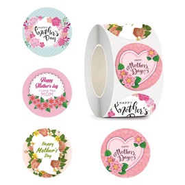 500pcs Mothers Day Stickers, Mother's Day Decorations, Multiple Styles of Pink Stickers, Round Mothers Day Gift Label