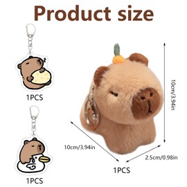Thoquene Capybara Keyring Pendant, Cute Plush Key Chain, Pack of 3, brown