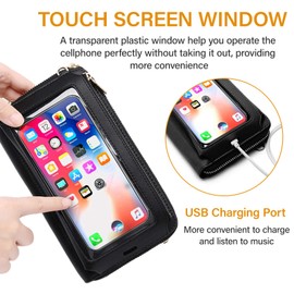 Women Touch Screen Purse Small Crossbody Phone Bag RFID Protection Wristlet Cell Phone Wallet (S-Light Blue)