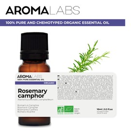 BIO - Rosemary Camphor Essential Oil - 10mL - 100% Pure, Natural, Chemotyped and AB Certified - AROMA LABS (French Brand)