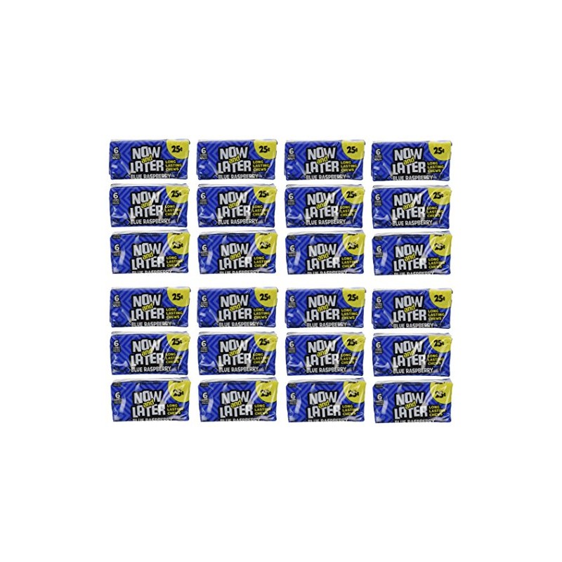 Now and Later Blue Raspberry Flavored Candy Twenty-Four 6-Piece Bars