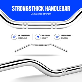 DREAMIZER 7/8 motorcycle handlebars, Universal 22mm Handlebars Motorcycle Bars for Bobber Cafe Race Dirt Bike and More