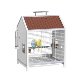 20.5 inch Pet Small Bird Cage, Parrot Cage, Portable Bird Carrier, Temporary Bird Cage in Car, for Home, Outing, Pet Clinic, Temporary Placement, for Small Medium Birds, Brown