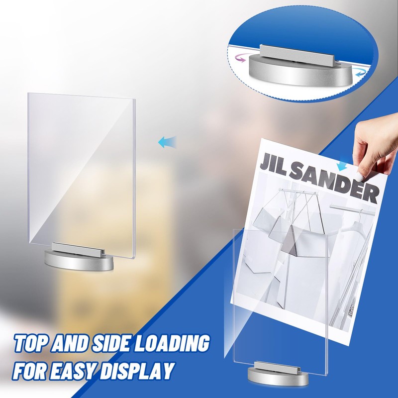 6 Pcs Acrylic Rotating Sign Holder Double Sided Swivel Sign