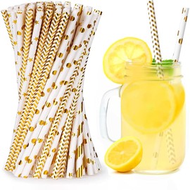 ZORVUJI Pack of 100 Colourful Paper Straws for Garden Party, Wedding, Baby Shower, Birthday