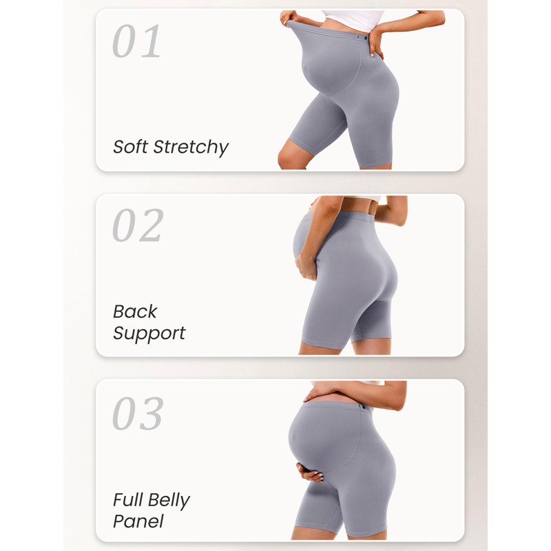 BONVIGOR Buttercloud Maternity Shorts Over The Belly- 5" Pregnancy Biker