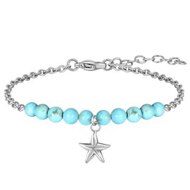 Feifuli Charm Bracelets for Women, Trendy Womens Beaded Bracelet with Cute Pendant, Stainless Steel Bracelet with Adjustable Clasp (Model:RD-JN1299)