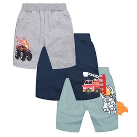 YOUNGSOUL Boys' Shorts, Children's Shorts, Summer Shorts, Pack of 3, Patterned 3