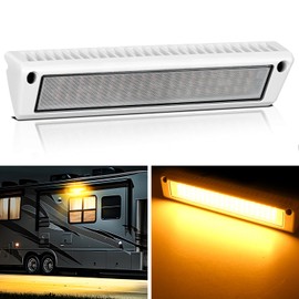 Nilight RV Exterior Lights 13 Inch Porch Light 1PC Amber Beam 12V 24V LED Scene Cargo Lighting White Aluminum Housing for RVs Trailers Travel Campers 5th Wheels Motorhome SUV Truck