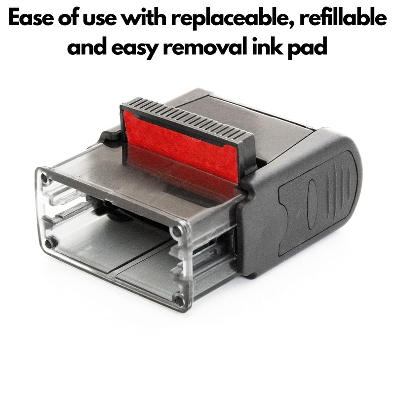Self Inking Rubber Stamp, Refillable Red Ink Preinstalled - 1.4"