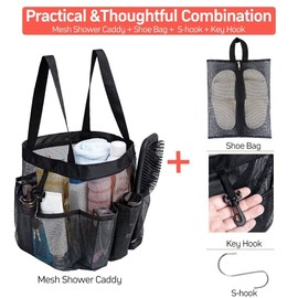 LETHMIK Mesh Shower Caddy - Large Hanging Portable Tote Bag, Shower Caddy Basket Bag with Shoe Bag & Key Hook