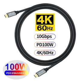 DCHAV 6ft 100W USB C to USB C Cable 4K Video Output 10Gbps Data Transfer Type C to Type C Monitor Cord 3.1 Gen 2 PD 20V 5A Fast Charging Nylon Braided Charge Phone Tablet Laptop Computer
