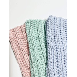Handmade Crochet Washcloths, 100% soft cotton washcloths, set of 3, Dish Towels, Dish cloths, Baby washcloths, Light Pink, Light Blue and Mint Cotton Washcloths