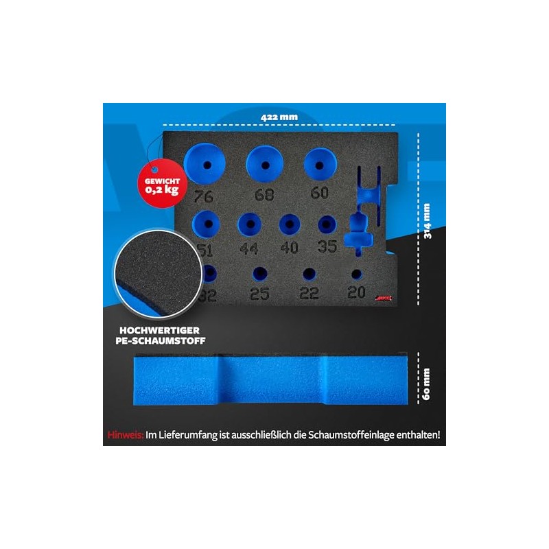 APTEX Foam Insert Suitable for Bosch Expert Hole Saws 20-76