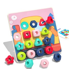 Buootooy Stacking Peg Board Set Toy Occupational Therapy Games for Kids, Color Sorting Boy and Girl Toys