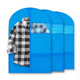 Plixio 36" Kids Garment Bags—Dance Costume Organizer w/ Pockets (Blue, 3 Pack)
