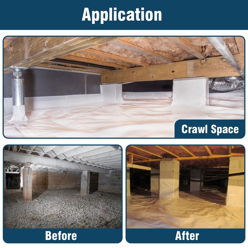 Spirecover Crawl Space Vapor Barrier, 14 Mil 10x30' Black/White Panda
