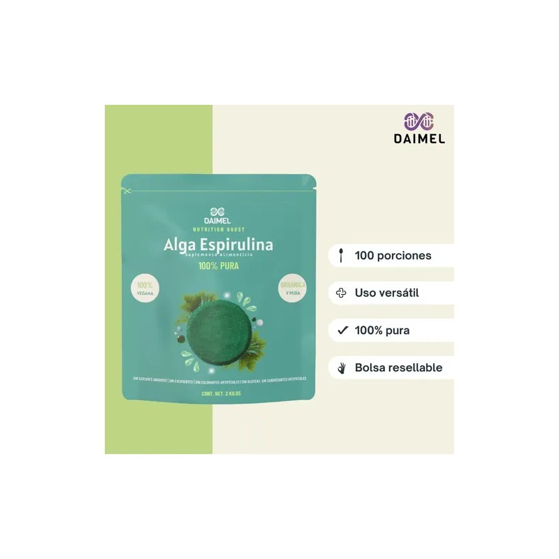 Alga Espirulina Pura En Polvo 2kg Superfood Orgánica